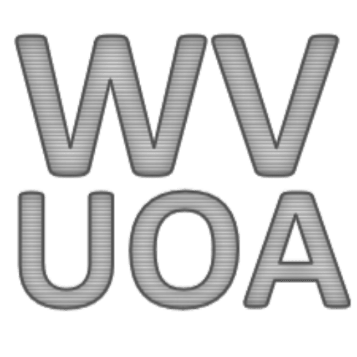 Text "WV UOA" in metallic style.