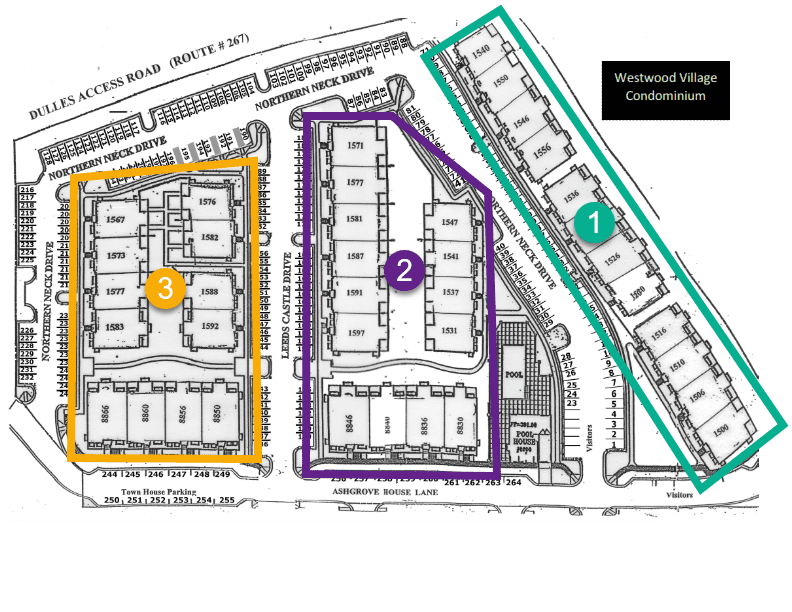 Map of Westwood Village Condominium layout.
